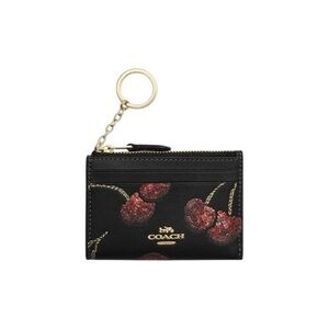$108 Retail Coach Black Card Holder ID Case with Cherry Print (NWT)